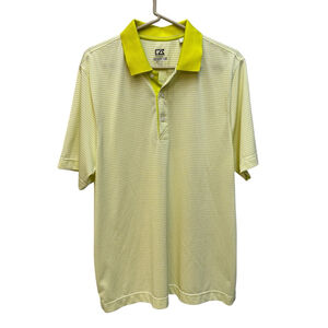Cutter & Buck Golf Polo Shirt Size L Yellow Striped Men’s